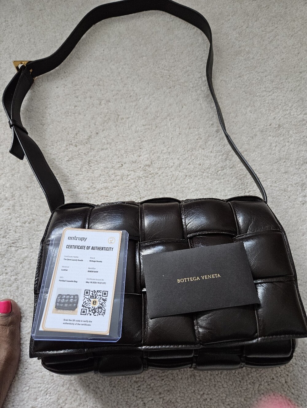 Woven Quilted Leather Shoulder Bag - Black